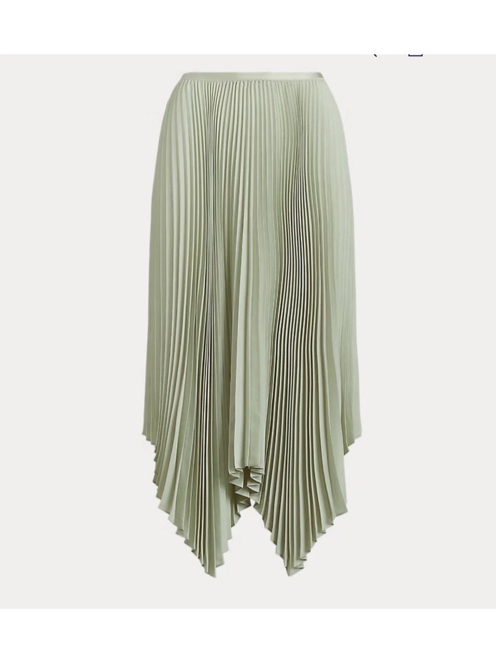 Polo Ralph Lauren Pleated Georgette Handkerchief Skirt EUC Sz 16 Green Sage